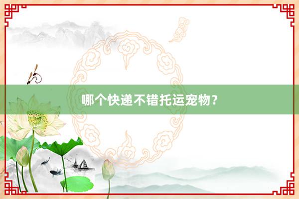 哪个快递不错托运宠物？