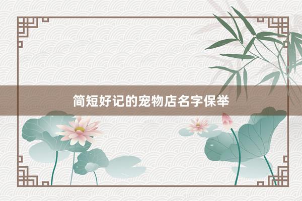 简短好记的宠物店名字保举
